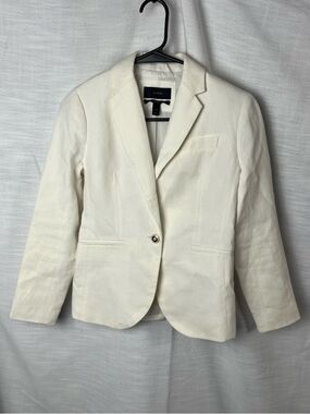 J. Crew Campbell Blazer White Linen Preppy Old Money Nautical XS